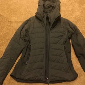 Forest Green Lululemon jacket with removable hood